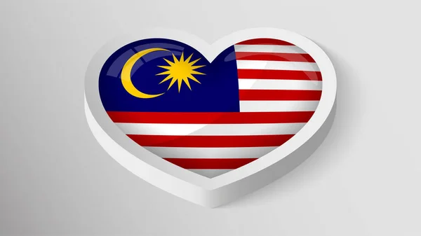 Eps10 Vektor Jantung Patriotik Dengan Bendera Malaysia Sebuah Elemen Dampak - Stok Vektor