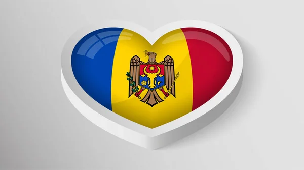 Eps10 Vector Patriotic Heart Flag Moldova Element Impact Use You — 图库矢量图片