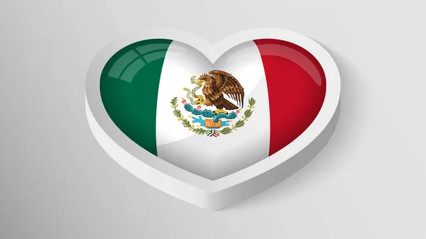 Eps10 Vektor Patriotisches Herz Mit Mexikanischer Flagge Ein Element Der — Stockvektor