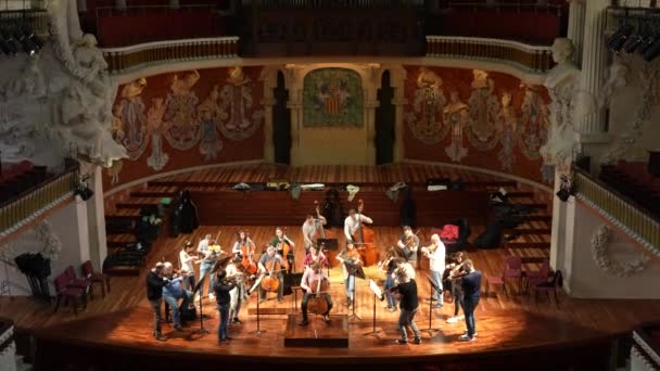 Βαρκελώνη Ισπανία Απριλίου 2022 Πρόβα Ορχήστρας Στο Palau Musica Catalana — Αρχείο Βίντεο