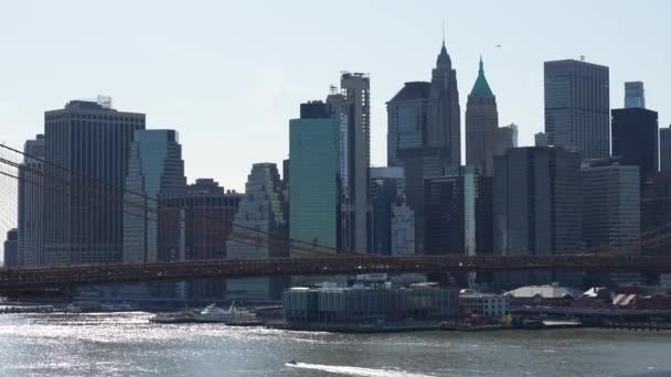 2022 마천루 스카이라인 맨해튼 브루클린을 연결하는 이스트 가로지르는 브루클린 — 비디오