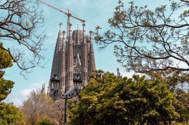 Barcelona, Spain - April 19 2022: Sagrada Familia in Barcelona. Roman Catholic church designed by Antoni Gaudi