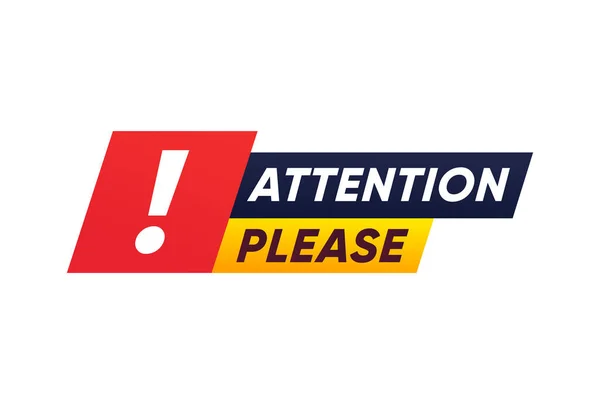 Attention Vous Plaît Bannière Avec Point Exclamation Conception Vectorielle Modèle — Image vectorielle