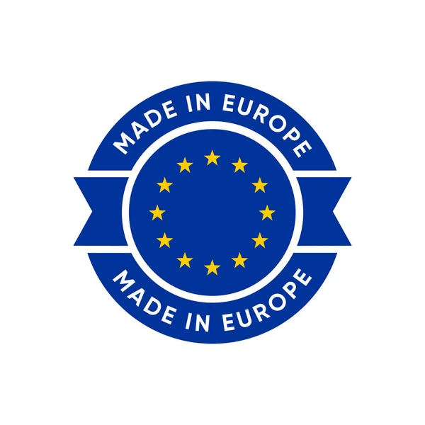 Készült Európában Európai Uniós Bélyegző Elszigetelt Illusztrációs Vektor — Stock Vector