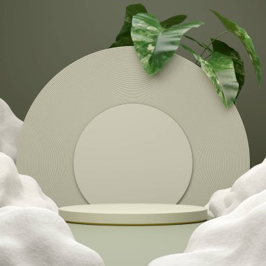 Ürün modelleme doğal arkaplanı için boş uzay podyumunun 3B görüntüleme görüntüsü