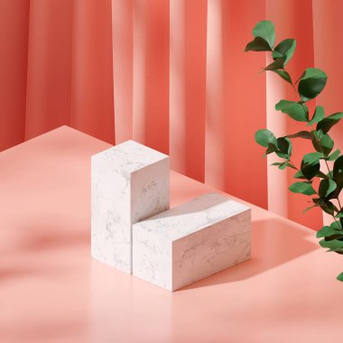 Ürün modelleme doğal arkaplanı için boş uzay podyumunun 3B görüntüleme görüntüsü