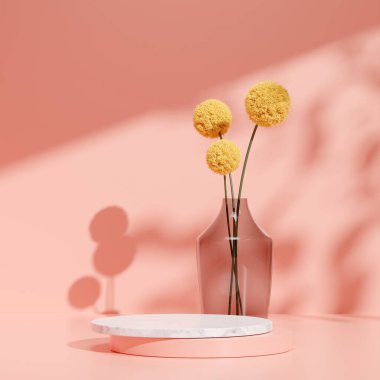 Ürün modelleme doğal arkaplanı için boş uzay podyumunun 3B görüntüleme görüntüsü