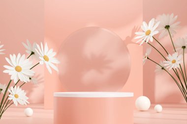 Ürün modelleme doğal arkaplanı için boş uzay podyumunun 3B görüntüleme görüntüsü