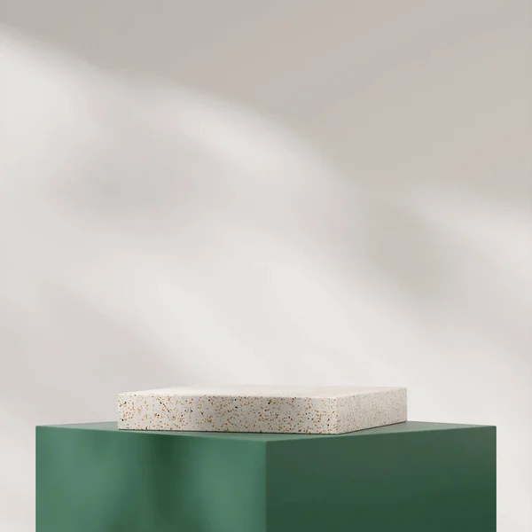 Minimal Rendering Template Terrazzo Green Podium Square White Background — Fotografia de Stock