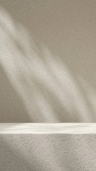 Simple natural ceramic texture empty scene with sunlight 3d rendering mockup template in portrait