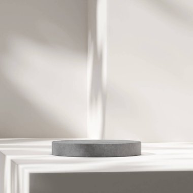 Square layout 3d rendering empty mockup scene of concrete texture podium for product template