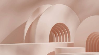 Şeftali şeftalisi boş sahne podyumu 3D modelleme şablonu arkaplan arkaplanlı manzara