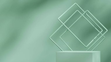 Zümrüt yeşili 3d biçimlendirme boş dikdörtgen podyum ile soyut arkaplan