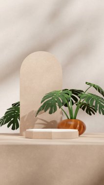 kaba kahverengi ve beyaz desenli podyum portre canavarı deliciosa in pot 3D canlandırma sahnesi