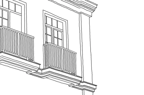 Modern bir binanın pencere ve balkonları