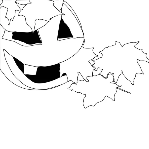 Halloween Pumpkin Hat Leaves Sketch — Stockový vektor
