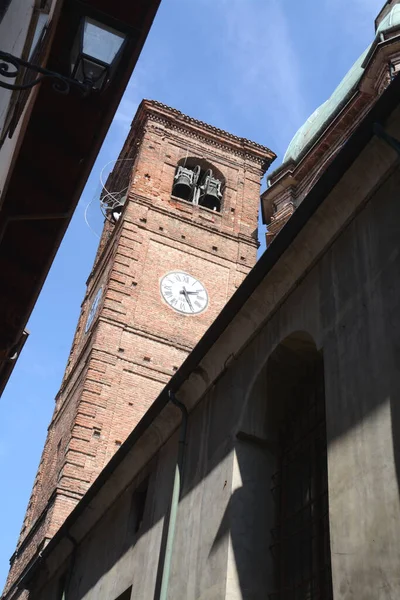 Torre Troyana Torre Relógio Dos Símbolos Arquitetônicos Cidade Asti Piazza — Fotografia de Stock