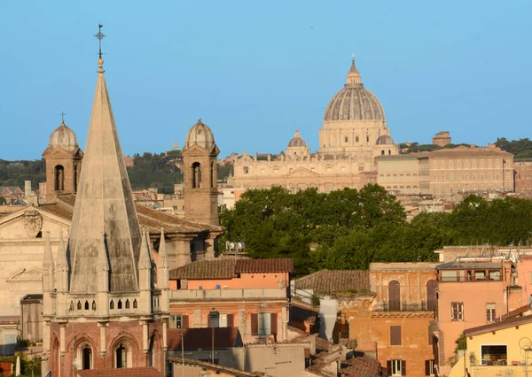 Panorama Kupolerna Rom Från Villa Borghese Och Picio Tidigt Morgonen — Stockfoto