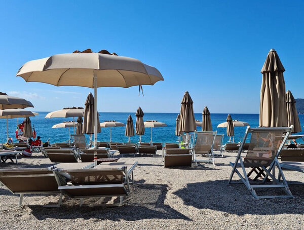 Spotorno beach near Bergeggi with its picturesque beaches and the colors of the Mediterranean sea.