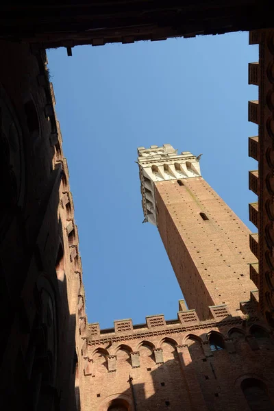 Piazza Del Campo Praça Forma Concha Onde Realiza Palio Siena — Fotografia de Stock