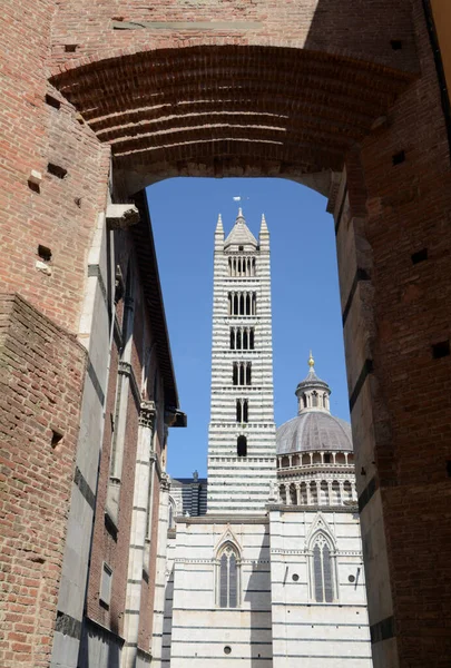 Katedra Sienie Santa Maria Assunta Jest Zbudowana Stylu Romańsko Gotyckim — Zdjęcie stockowe