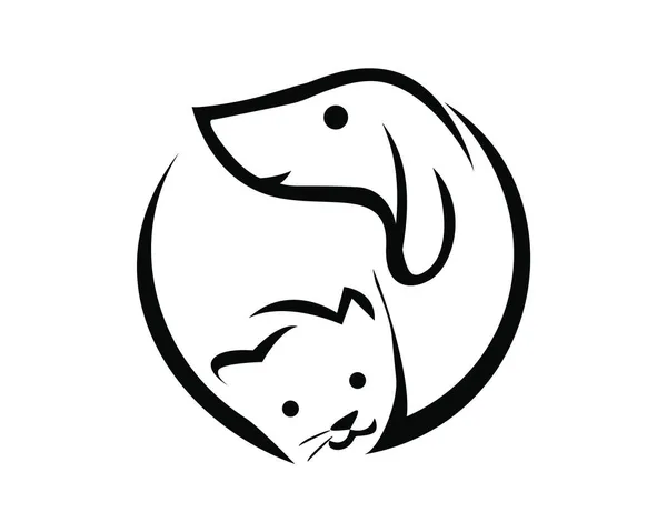 Glimlachende Hond Kat Silhouet — Stockvector