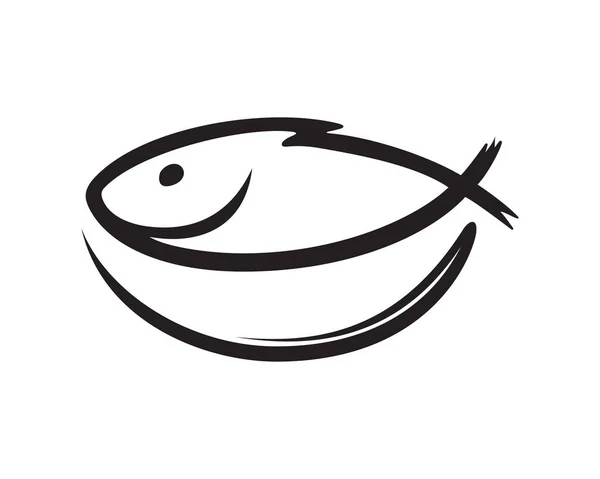 Fisk Kombinerad Med Skål Visualiserad Med Siluett Stil — Stock vektor