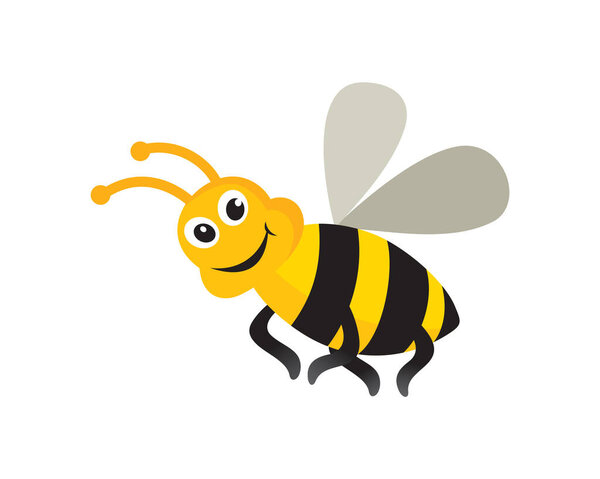 Flying Bee Character with Smile Gesture Illustration