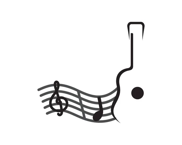 Chitarra Semplice Combinata Con Simbolo Della Notazione Musicale — Vettoriale Stock