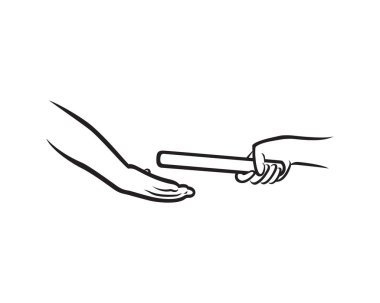 Relay Race Silhouette Illustration visualized with Two Hands Give and Receive the Baton Gesture