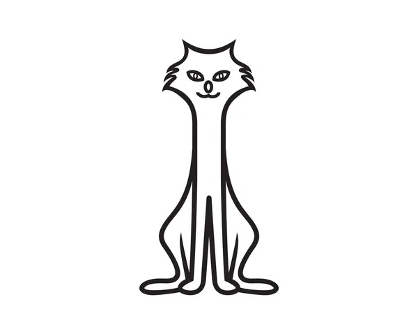 Thin Tall Cat Sitting Gesture Illustration Silhouette Style — Stockvector