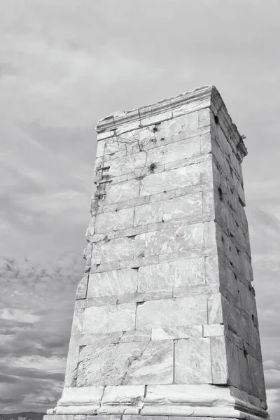 Pijler Ruïnes Zwart Wit Akropolis Griekenland — Stockfoto