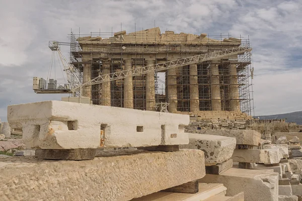 Parthenon Felújítás Alatt Görögország — Stock Fotó