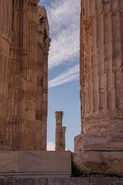 Yunanistan Zeus Tapınağı Ndaki Sütunlar Çerçeveli — Stok fotoğraf