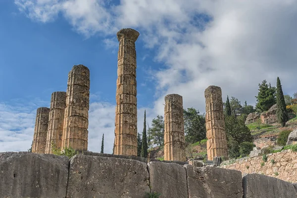 Pilares Del Templo Apolo Delfos Grecia — Foto de Stock