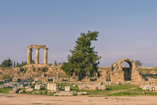 Vista Panorámica Las Ruinas Corinto Grecia — Foto de Stock
