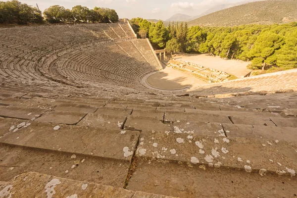 Vista Desde Parte Superior Del Teatro Epidavros Grecia Antigua — Foto de Stock