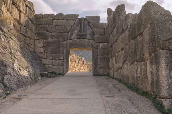 Puerta Del León Entrada Micenas Peloponnes Grecia — Foto de Stock