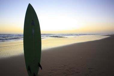 Surfboard in the beach clipart