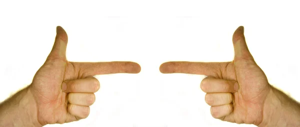 Mens hands pointing to each other. — Stock Photo, Image