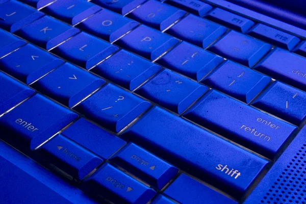 Teclado azul ordenador —  Fotos de Stock