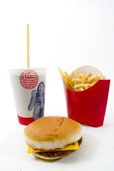 Hamburger, Kartoffelfrei und Cola lizenzfreie Stockbilder
