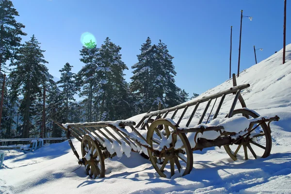 Hay wagon in the snow — Stock Photo, Image