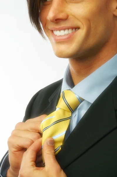 Man correcting tie — Stock Photo, Image