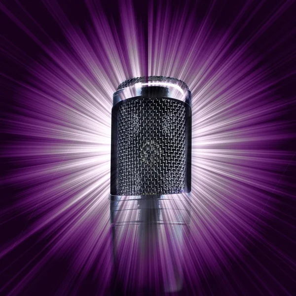 Mikrofon an lila Stern geplatzt — Stockfoto