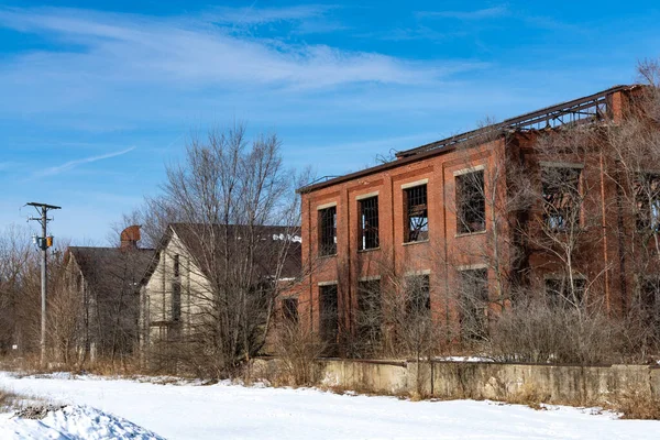 Edifici Industriali Abbandonati Lungo Linea Ferroviaria Contea Lasalle Illinois Stati — Foto Stock