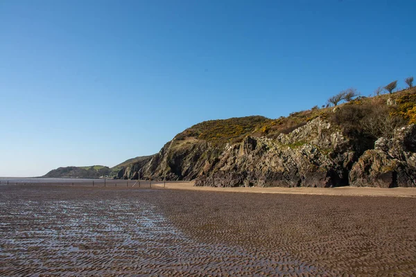 Rotswanden Rotsen Het Sandyhills Beach Solway Coast Dumfries Galloway Schotland — Stockfoto