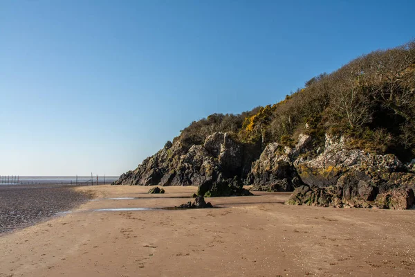 Rotswanden Rotsen Het Sandyhills Beach Solway Coast Dumfries Galloway Schotland — Stockfoto