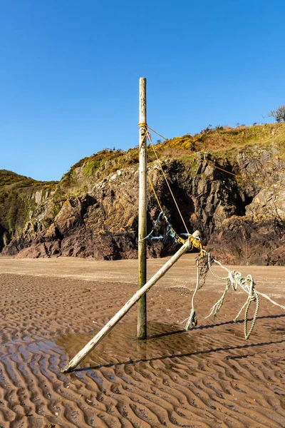 桑迪希尔海滩鲑鱼陷阱里的牛排和绳索 苏格兰Sandyhills Dumfries和Galloway — 图库照片