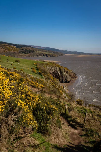 View Coastal Path Solway Coas Beautiful Sunny Spring Dayt Sandyhills — Stock Photo, Image